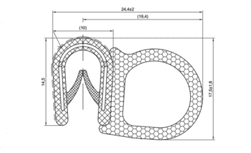 PVC profil m/EPDM vulst på side 1-4 mm