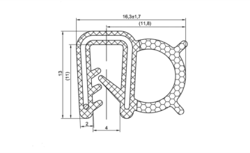 EPDM Klemprofil m/ stålindlæg 2 mm