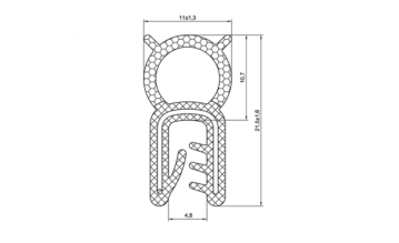 EPDM Klemprofil m/ stålindlæg 1-3 mm