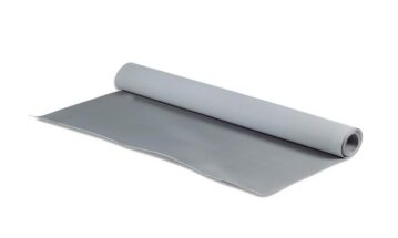 Fine-ribbed rubber mat, gray