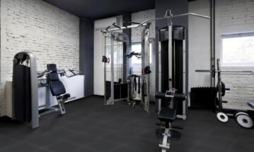 Tile flooring for fitness centers