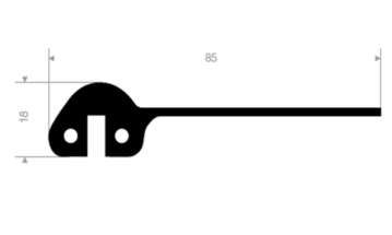 U-profil 85 mm pl. fast gummi - 18x85 mm